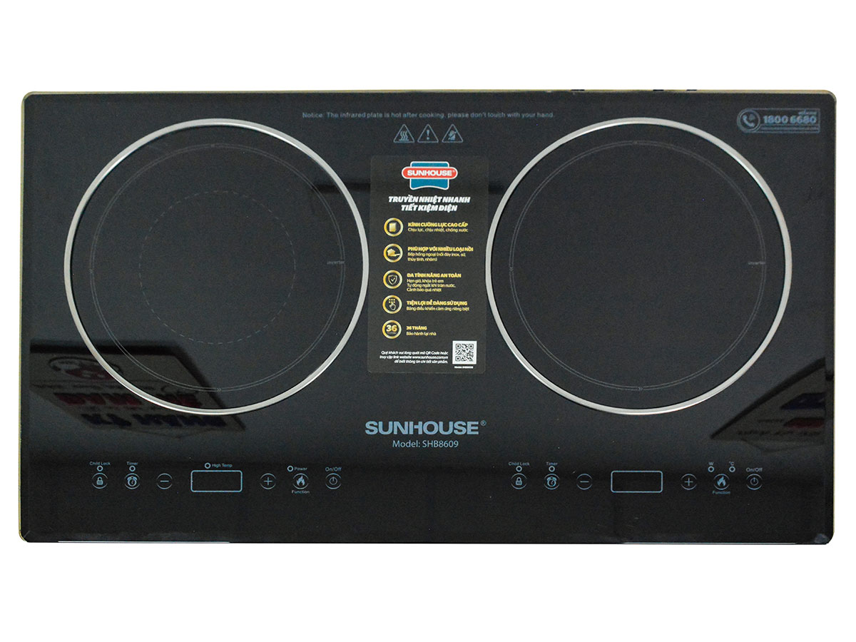 Bếp đôi điện từ hồng ngoại Sunhouse SHB8609