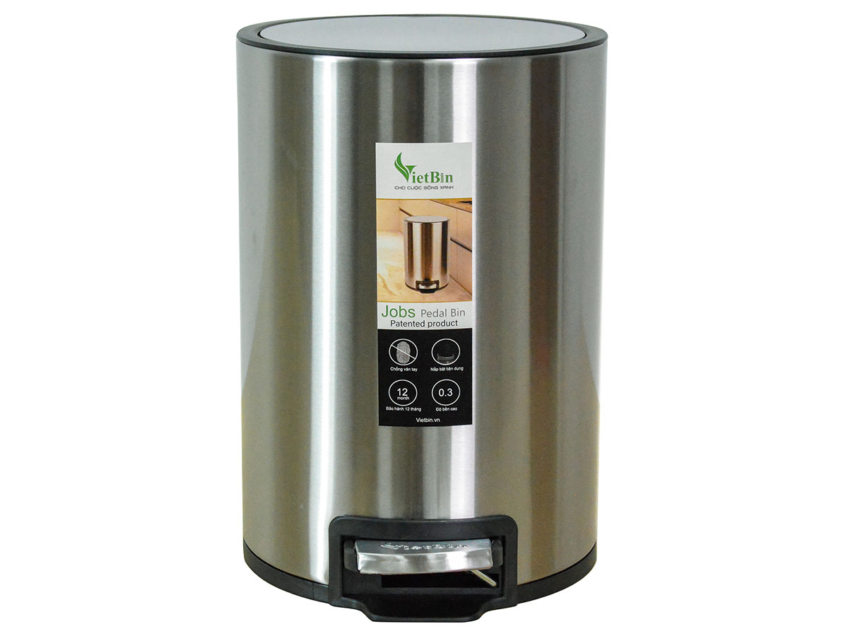 Thùng rác inox đạp chân Vietbin VB2044-05L - 5 lít, chống vân tay