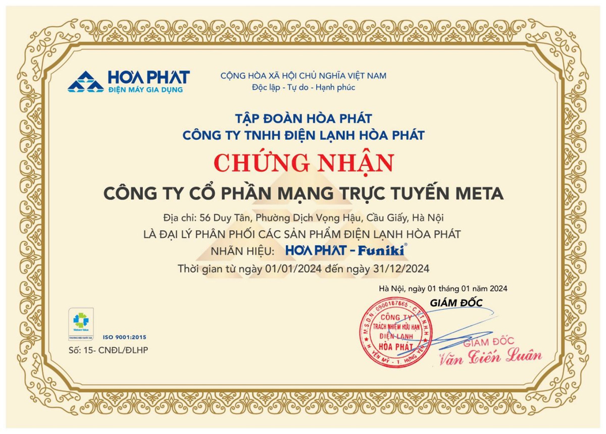 META là đại lý phân phối các sản phẩm Điện lạnh Hòa Phát