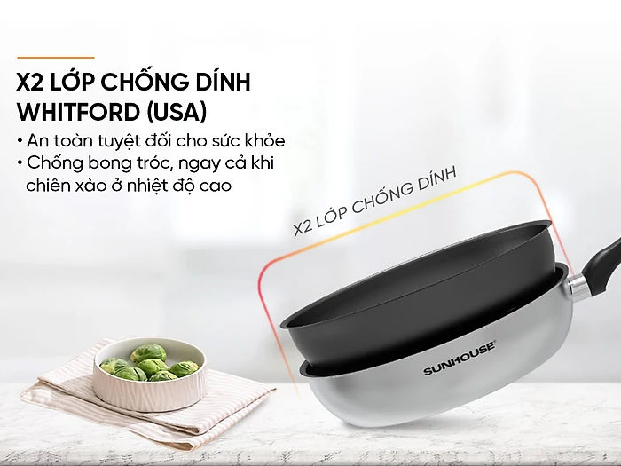 Chảo inox Sunhouse DESIRE DE24M - 24cm