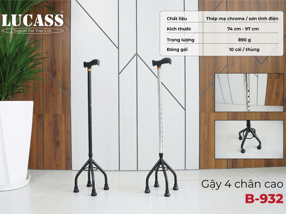 Gậy tập đi 4 chân Lucass B932