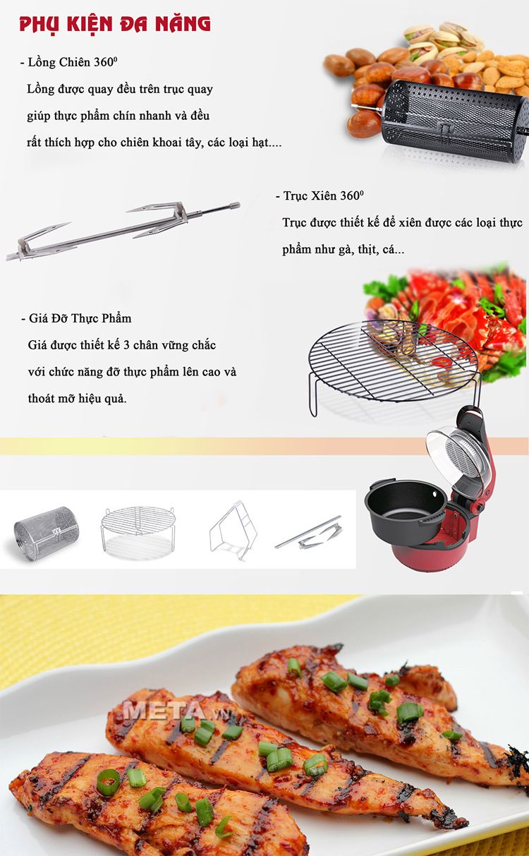 Phụ kiện của nồi chiên chân không đa năng Tiross TS903