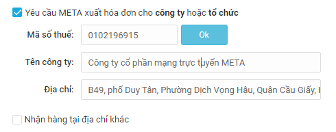 META.vn bán hàng cung cấp đầy đủ hóa đơn GTGT