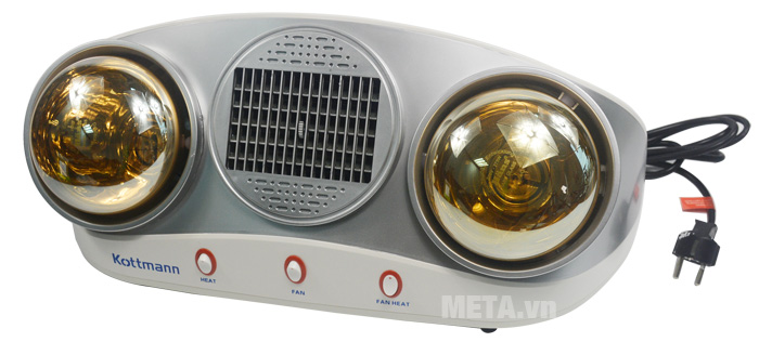 Đèn sưởi nhà tắm Kottmann 2 bóng kèm thổi gió nóng K2B-HW-S