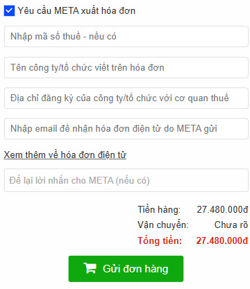 Yêu cầu META xuất hóa đơn VAT