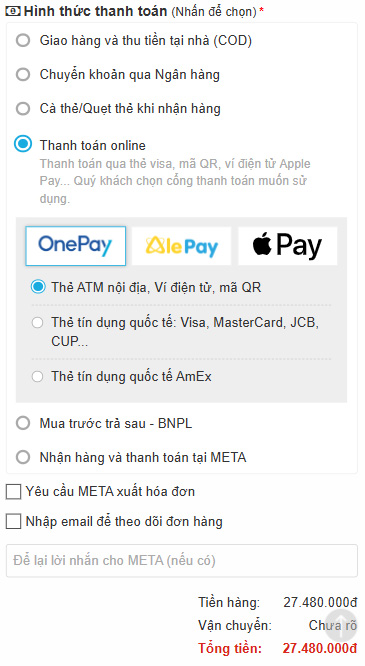 Thanh toán online bằng thẻ ATM nội địa, Visa, Master Card 